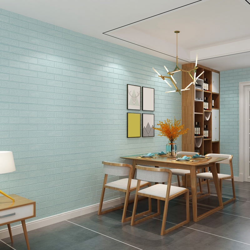 Modern Wall Ceiling Plain Peel and Stick 3D Embossed Waterproof Backsplash Panels Light Blue 10-Piece Set Clearhalo 'Flooring 'Home Improvement' 'home_improvement' 'home_improvement_wall_paneling' 'Wall Paneling' 'wall_paneling' 'Walls & Ceilings' Walls and Ceiling' 7418549