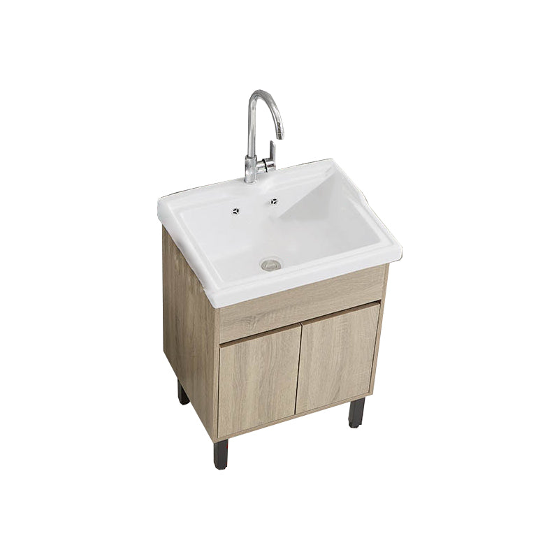 Modern Wood Bathroom Vanity Freestanding Single-Sink Bathroom Sink Vanity Vanity & Faucet 24"L x 18"W x 35"H Clearhalo 'Bathroom Remodel & Bathroom Fixtures' 'Bathroom Vanities' 'bathroom_vanities' 'Home Improvement' 'home_improvement' 'home_improvement_bathroom_vanities' 7419567