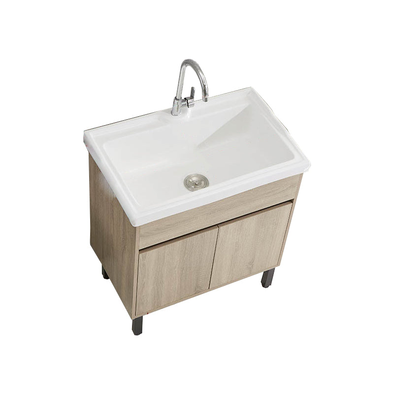 Modern Wood Bathroom Vanity Freestanding Single-Sink Bathroom Sink Vanity Vanity & Faucet 28"L x 20"W x 35"H Clearhalo 'Bathroom Remodel & Bathroom Fixtures' 'Bathroom Vanities' 'bathroom_vanities' 'Home Improvement' 'home_improvement' 'home_improvement_bathroom_vanities' 7419568