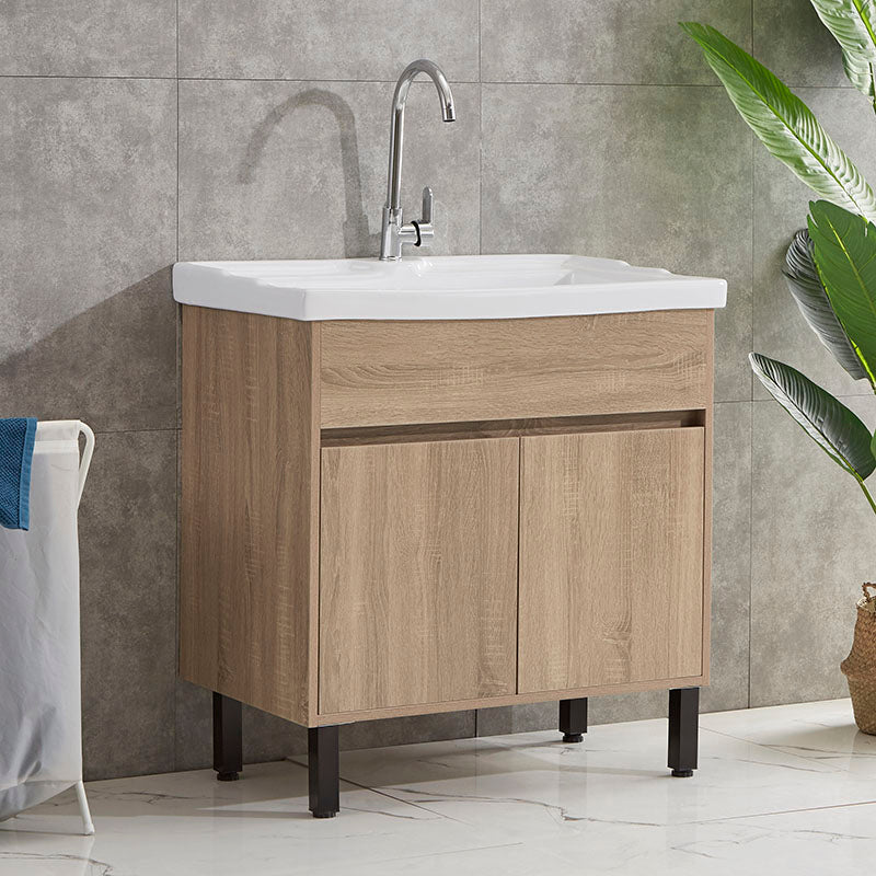 Modern Wood Bathroom Vanity Freestanding Single-Sink Bathroom Sink Vanity Clearhalo 'Bathroom Remodel & Bathroom Fixtures' 'Bathroom Vanities' 'bathroom_vanities' 'Home Improvement' 'home_improvement' 'home_improvement_bathroom_vanities' 7419569