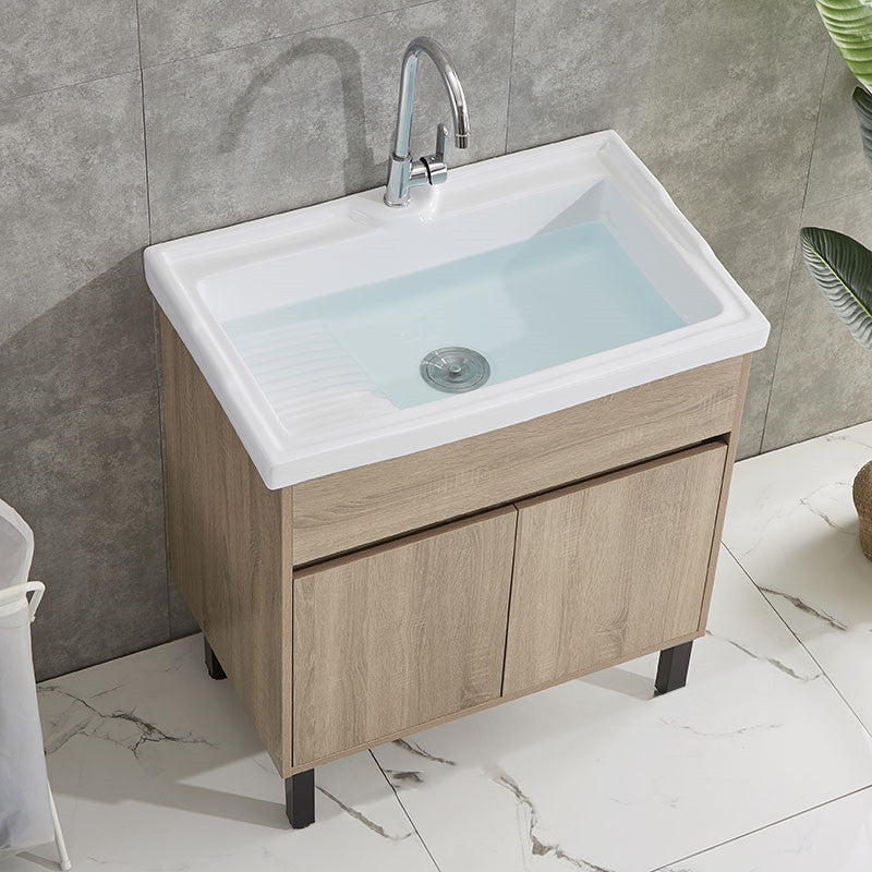 Modern Wood Bathroom Vanity Freestanding Single-Sink Bathroom Sink Vanity Clearhalo 'Bathroom Remodel & Bathroom Fixtures' 'Bathroom Vanities' 'bathroom_vanities' 'Home Improvement' 'home_improvement' 'home_improvement_bathroom_vanities' 7419571