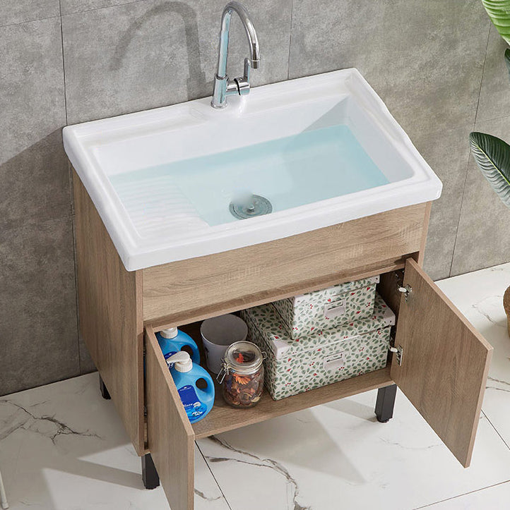 Modern Wood Bathroom Vanity Freestanding Single-Sink Bathroom Sink Vanity Clearhalo 'Bathroom Remodel & Bathroom Fixtures' 'Bathroom Vanities' 'bathroom_vanities' 'Home Improvement' 'home_improvement' 'home_improvement_bathroom_vanities' 7419573