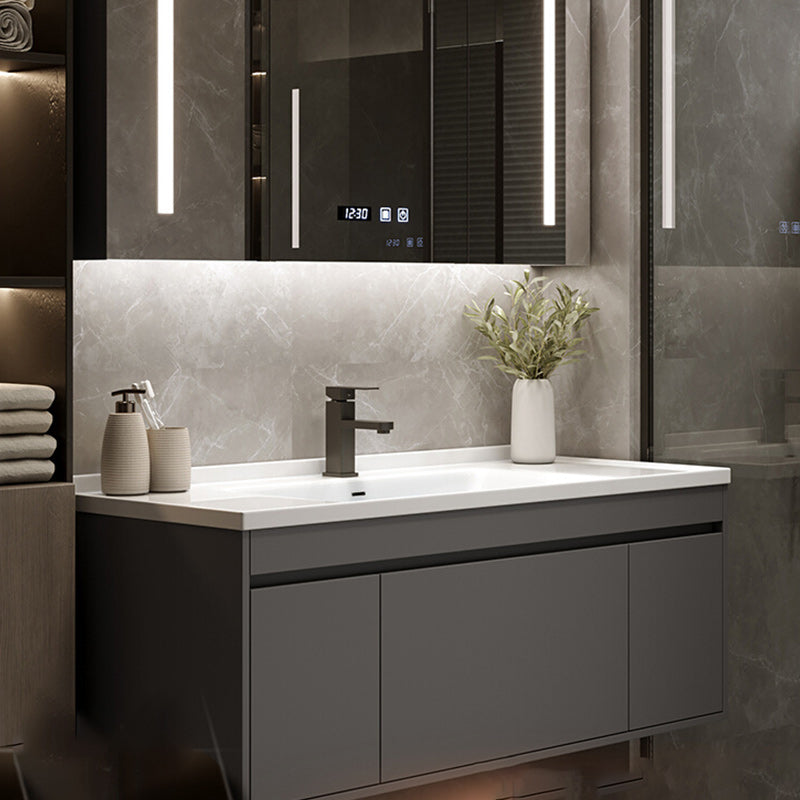 Wall Mount Bathroom Vanity Modern Bathroom Vanity Set with Mirror Clearhalo 'Bathroom Remodel & Bathroom Fixtures' 'Bathroom Vanities' 'bathroom_vanities' 'Home Improvement' 'home_improvement' 'home_improvement_bathroom_vanities' 7419582