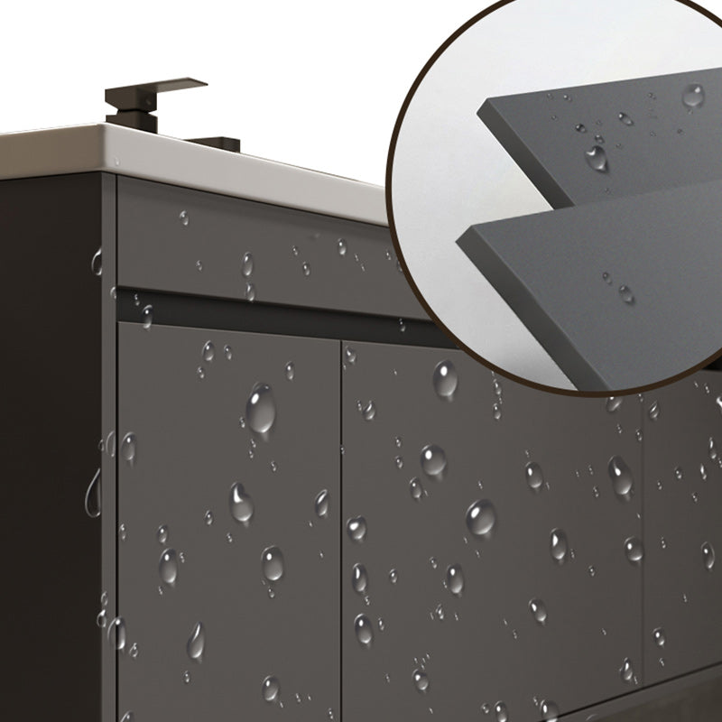 Wall Mount Bathroom Vanity Modern Bathroom Vanity Set with Mirror Clearhalo 'Bathroom Remodel & Bathroom Fixtures' 'Bathroom Vanities' 'bathroom_vanities' 'Home Improvement' 'home_improvement' 'home_improvement_bathroom_vanities' 7419595