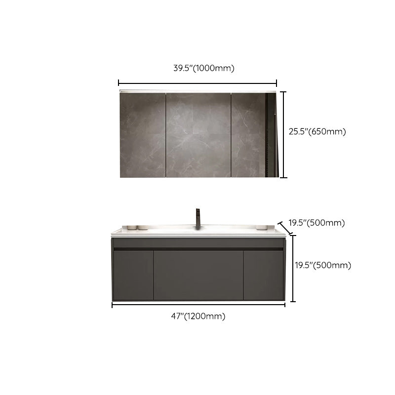 Wall Mount Bathroom Vanity Modern Bathroom Vanity Set with Mirror Clearhalo 'Bathroom Remodel & Bathroom Fixtures' 'Bathroom Vanities' 'bathroom_vanities' 'Home Improvement' 'home_improvement' 'home_improvement_bathroom_vanities' 7419598