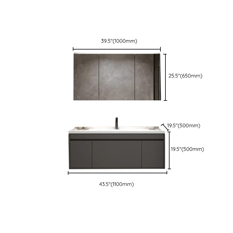 Wall Mount Bathroom Vanity Modern Bathroom Vanity Set with Mirror Clearhalo 'Bathroom Remodel & Bathroom Fixtures' 'Bathroom Vanities' 'bathroom_vanities' 'Home Improvement' 'home_improvement' 'home_improvement_bathroom_vanities' 7419604