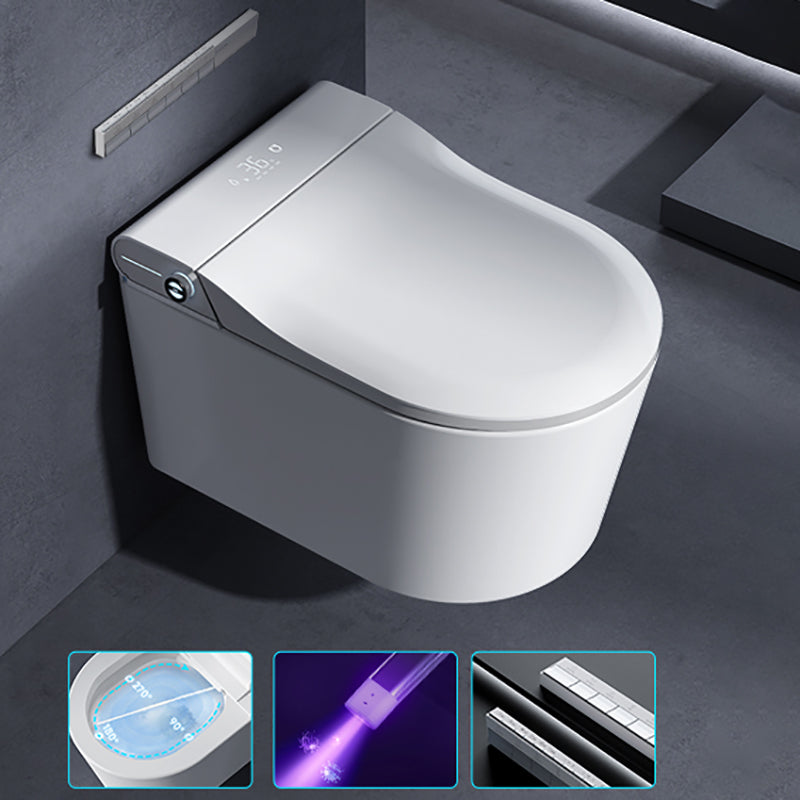 Contemporary Wall Mounted Bidet Elongated White Foot Sensor Ceramic Heated Seat White Automatic Flip (Automatic Version) Clearhalo 'Bathroom Remodel & Bathroom Fixtures' 'Bidets' 'Home Improvement' 'home_improvement' 'home_improvement_bidets' 'Toilets & Bidets' 7421343