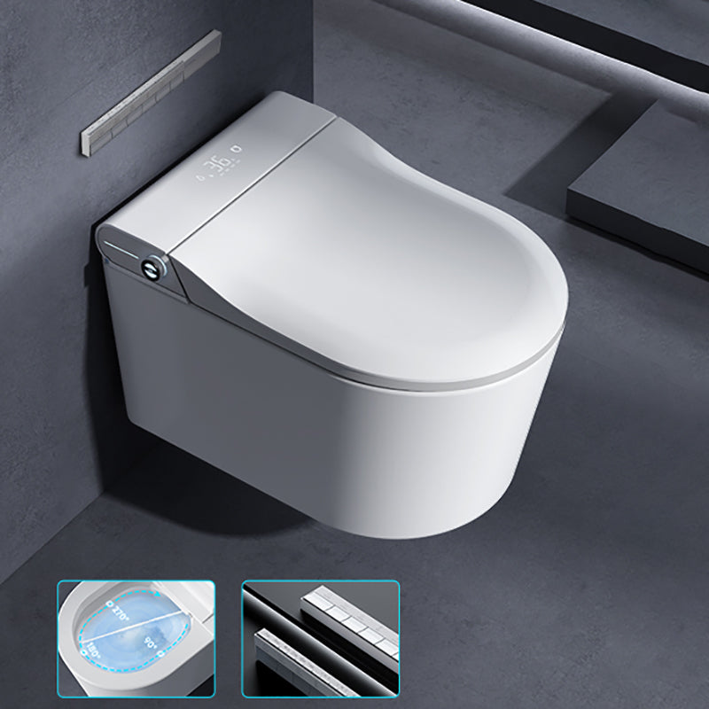 Contemporary Wall Mounted Bidet Elongated White Foot Sensor Ceramic Heated Seat White Manual Lid (Manual) Clearhalo 'Bathroom Remodel & Bathroom Fixtures' 'Bidets' 'Home Improvement' 'home_improvement' 'home_improvement_bidets' 'Toilets & Bidets' 7421344