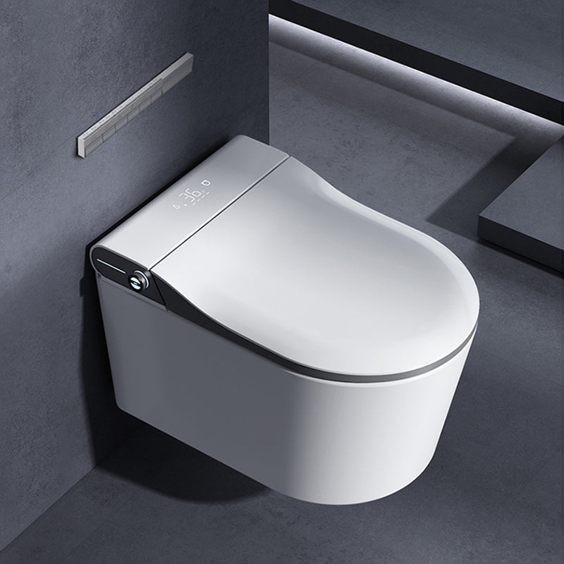 Contemporary Wall Mounted Bidet Elongated White Foot Sensor Ceramic Heated Seat Clearhalo 'Bathroom Remodel & Bathroom Fixtures' 'Bidets' 'Home Improvement' 'home_improvement' 'home_improvement_bidets' 'Toilets & Bidets' 7421345
