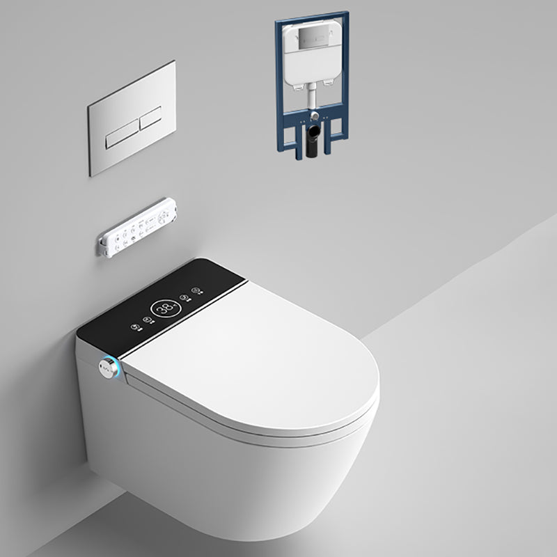 Contemporary Wall Mounted Bidet Elongated Foot Sensor Ceramic White Black Toilet+ Water Tank Clearhalo 'Bathroom Remodel & Bathroom Fixtures' 'Bidets' 'Home Improvement' 'home_improvement' 'home_improvement_bidets' 'Toilets & Bidets' 7421357