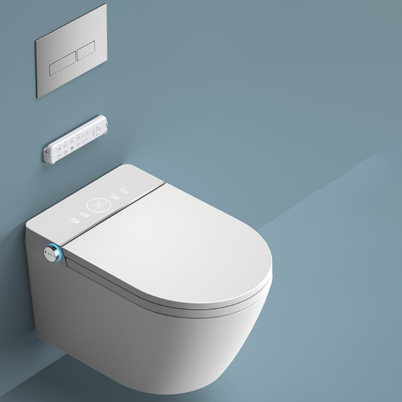 Contemporary Wall Mounted Bidet Elongated Foot Sensor Ceramic White White Manual Flip & UV Sterilizing ( Standard) Toilet Seat Clearhalo 'Bathroom Remodel & Bathroom Fixtures' 'Bidets' 'Home Improvement' 'home_improvement' 'home_improvement_bidets' 'Toilets & Bidets' 7421358