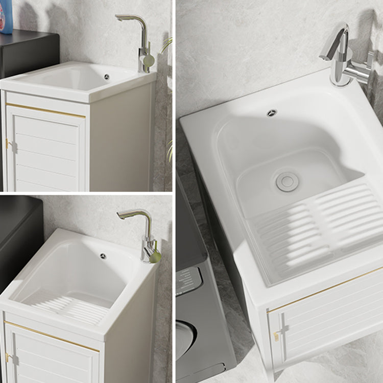 Glam Freestanding Vanity Single Sink Metal Frame Rectangular Faucet Vanity with Door Clearhalo 'Bathroom Remodel & Bathroom Fixtures' 'Bathroom Vanities' 'bathroom_vanities' 'Home Improvement' 'home_improvement' 'home_improvement_bathroom_vanities' 7422324