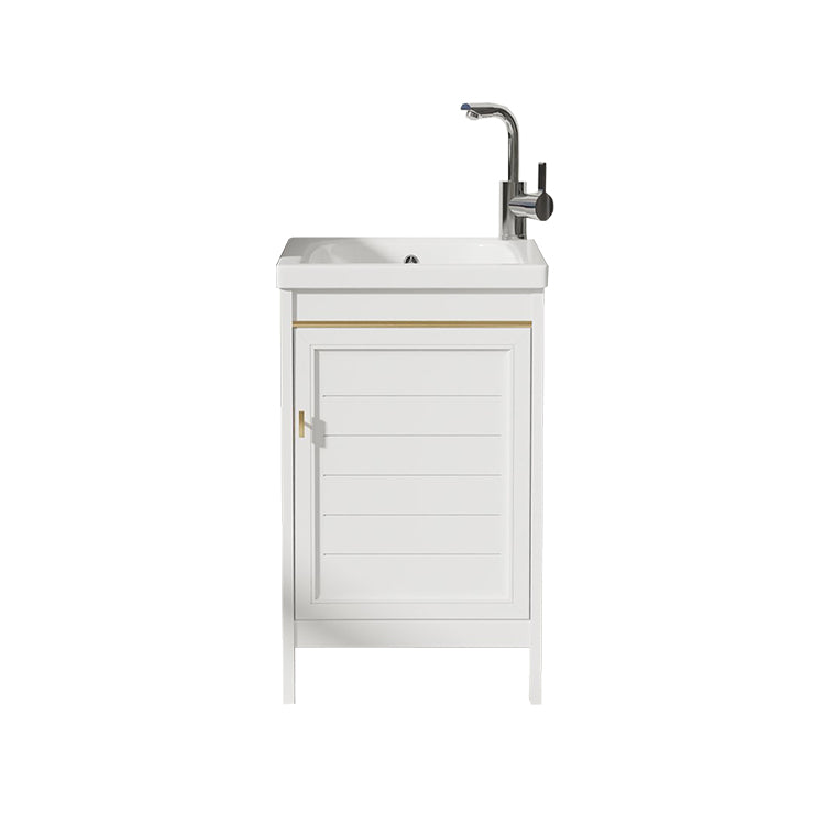 Glam Freestanding Vanity Single Sink Metal Frame Rectangular Faucet Vanity with Door Clearhalo 'Bathroom Remodel & Bathroom Fixtures' 'Bathroom Vanities' 'bathroom_vanities' 'Home Improvement' 'home_improvement' 'home_improvement_bathroom_vanities' 7422326