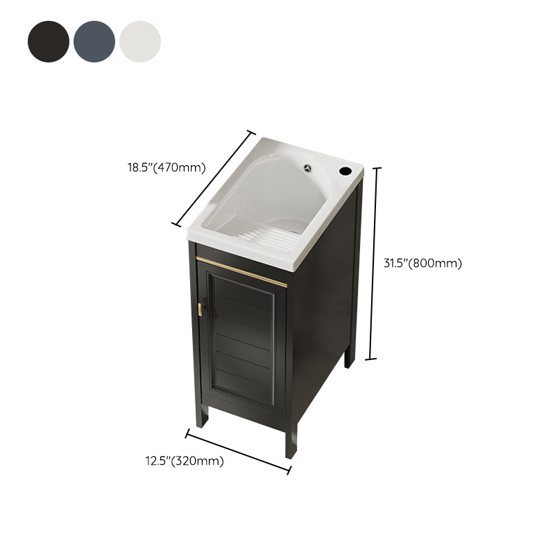 Glam Freestanding Vanity Single Sink Metal Frame Rectangular Faucet Vanity with Door Clearhalo 'Bathroom Remodel & Bathroom Fixtures' 'Bathroom Vanities' 'bathroom_vanities' 'Home Improvement' 'home_improvement' 'home_improvement_bathroom_vanities' 7422339