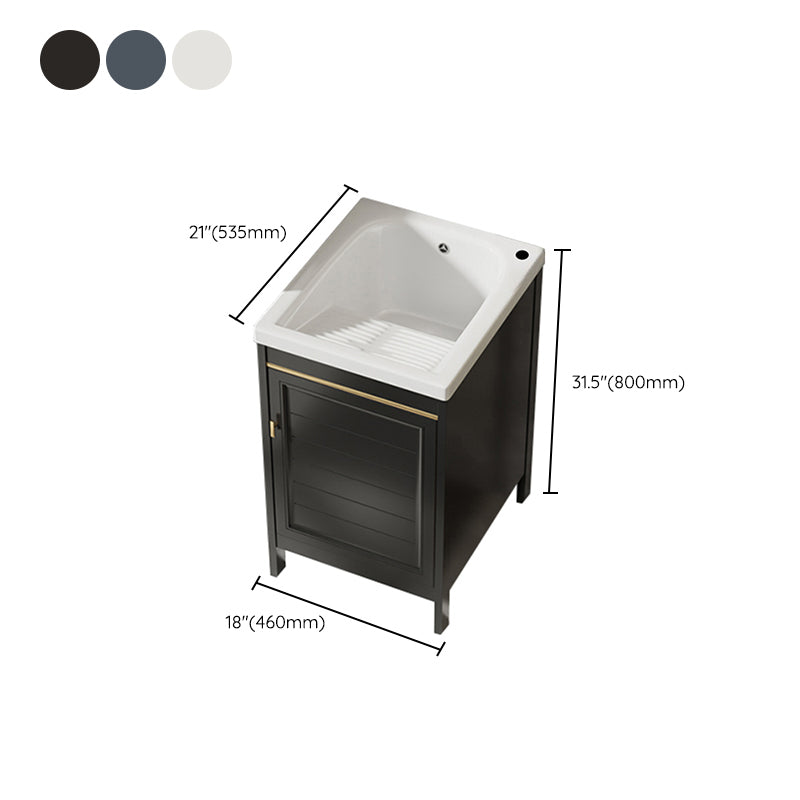 Glam Freestanding Vanity Single Sink Metal Frame Rectangular Faucet Vanity with Door Clearhalo 'Bathroom Remodel & Bathroom Fixtures' 'Bathroom Vanities' 'bathroom_vanities' 'Home Improvement' 'home_improvement' 'home_improvement_bathroom_vanities' 7422340