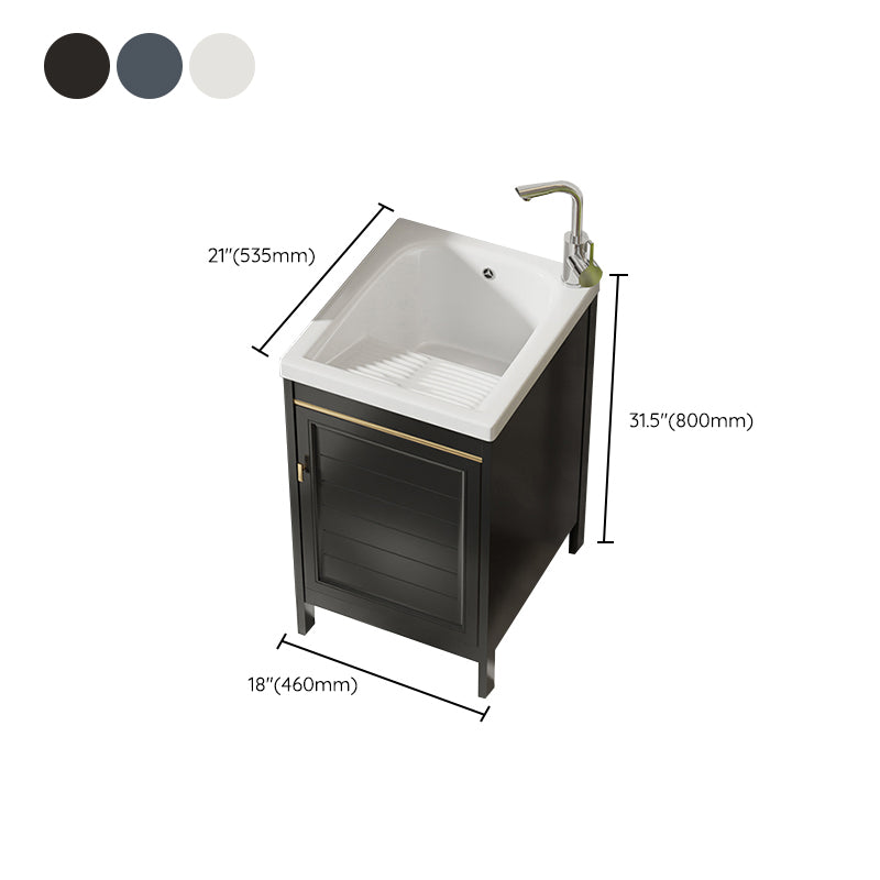 Glam Freestanding Vanity Single Sink Metal Frame Rectangular Faucet Vanity with Door Clearhalo 'Bathroom Remodel & Bathroom Fixtures' 'Bathroom Vanities' 'bathroom_vanities' 'Home Improvement' 'home_improvement' 'home_improvement_bathroom_vanities' 7422342