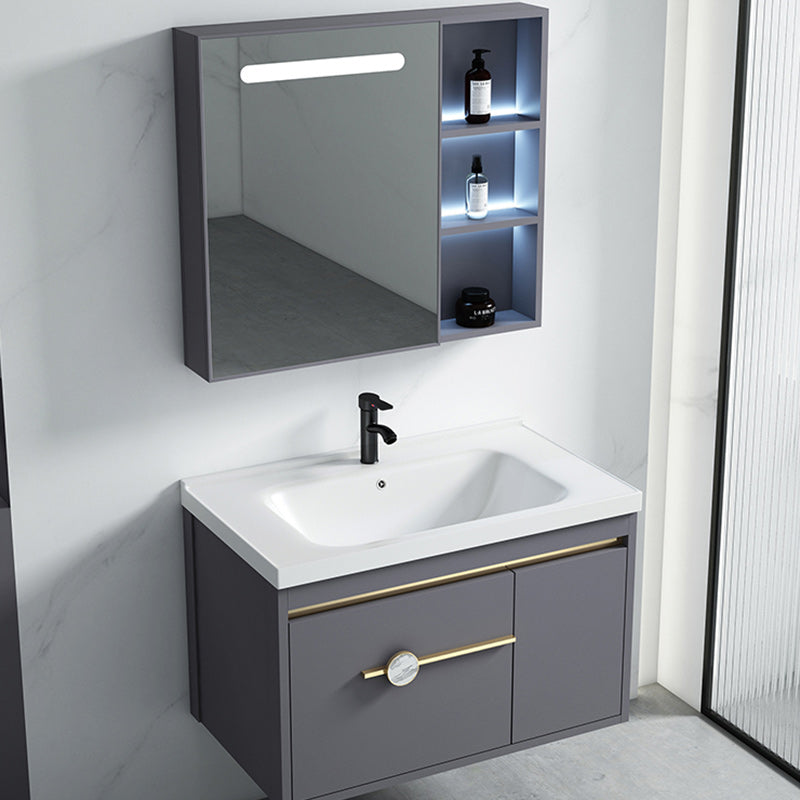 Wall Mount Bathroom Vanity Faucet Included Modern Bathroom Sink Vanity Clearhalo 'Bathroom Remodel & Bathroom Fixtures' 'Bathroom Vanities' 'bathroom_vanities' 'Home Improvement' 'home_improvement' 'home_improvement_bathroom_vanities' 7422343