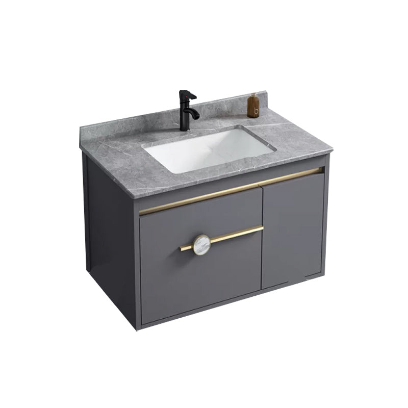 Wall Mount Bathroom Vanity Faucet Included Modern Bathroom Sink Vanity Vanity & Faucet 28"L x 19"W x 18"H Stone Clearhalo 'Bathroom Remodel & Bathroom Fixtures' 'Bathroom Vanities' 'bathroom_vanities' 'Home Improvement' 'home_improvement' 'home_improvement_bathroom_vanities' 7422361