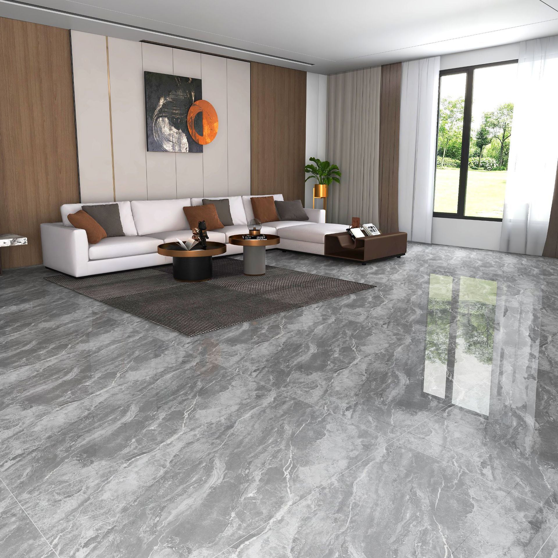 Floor and Wall Tile Marble Print Living Room Porcelain Indoor Floor Tile Heather Gray Clearhalo 'Floor Tiles & Wall Tiles' 'floor_tiles_wall_tiles' 'Flooring 'Home Improvement' 'home_improvement' 'home_improvement_floor_tiles_wall_tiles' Walls and Ceiling' 7423176