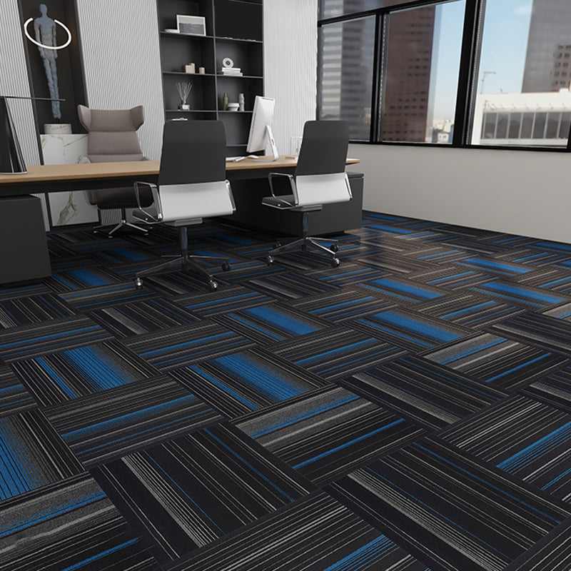 Modern Carpet Tiles Level Loop Glue Down Fade Resistant Carpet Tile Black-Blue 60-Piece Set Clearhalo 'Carpet Tiles & Carpet Squares' 'carpet_tiles_carpet_squares' 'Flooring 'Home Improvement' 'home_improvement' 'home_improvement_carpet_tiles_carpet_squares' Walls and Ceiling' 7423734