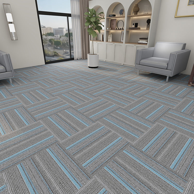 Modern Carpet Tiles Level Loop Glue Down Fade Resistant Carpet Tile Light Blue-Grey 60-Piece Set Clearhalo 'Carpet Tiles & Carpet Squares' 'carpet_tiles_carpet_squares' 'Flooring 'Home Improvement' 'home_improvement' 'home_improvement_carpet_tiles_carpet_squares' Walls and Ceiling' 7423750