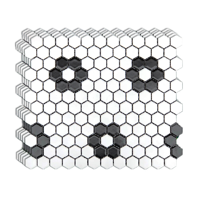 Wall and Floor Tile Straight Edge Geometric Pattern Wall and Floor Tile White-Black 11.8"L x 10.2"W x 0.2"H Clearhalo 'Floor Tiles & Wall Tiles' 'floor_tiles_wall_tiles' 'Flooring 'Home Improvement' 'home_improvement' 'home_improvement_floor_tiles_wall_tiles' Walls and Ceiling' 7424123