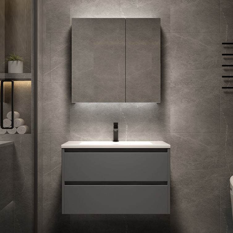 Modern Ceramic Bathroom Vanity Gray Single Sink Rectangular Vanity Set Vanity & Faucet & Mirror Cabinet https://res.litfad.com/site/img/item/2023/02/11/7433055/1200x1200.jpg Clearhalo 'Bathroom Remodel & Bathroom Fixtures' 'Bathroom Vanities' 'bathroom_vanities' 'Home Improvement' 'home_improvement' 'home_improvement_bathroom_vanities' 7433055