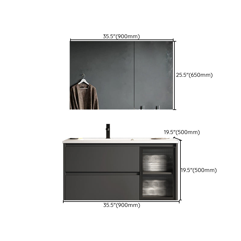 Modern Ceramic Bathroom Vanity Gray Single Sink Rectangular Vanity Set Clearhalo 'Bathroom Remodel & Bathroom Fixtures' 'Bathroom Vanities' 'bathroom_vanities' 'Home Improvement' 'home_improvement' 'home_improvement_bathroom_vanities' 7433069