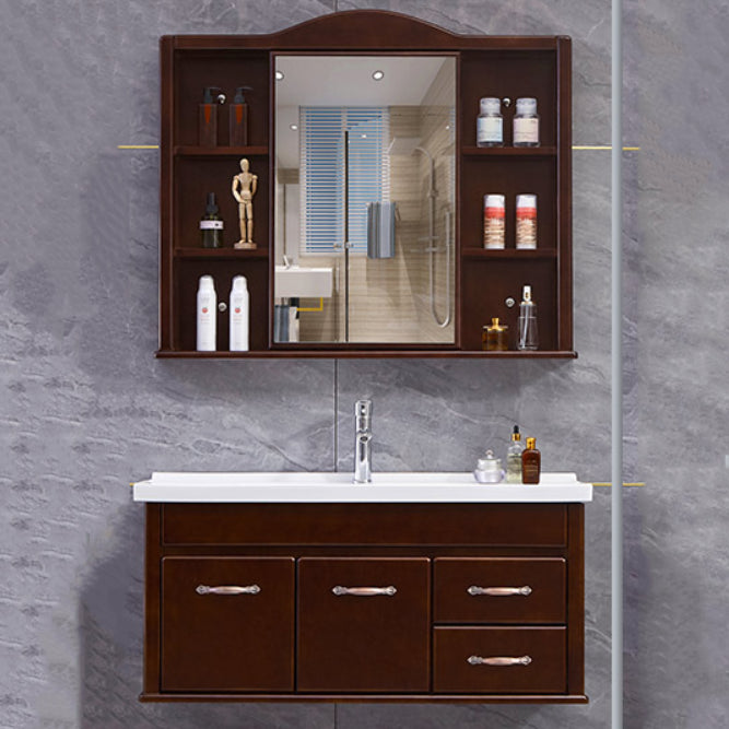 Mid Century Modern Sink Vanity Wall Mount Bathroom Vanity with Mirror Clearhalo 'Bathroom Remodel & Bathroom Fixtures' 'Bathroom Vanities' 'bathroom_vanities' 'Home Improvement' 'home_improvement' 'home_improvement_bathroom_vanities' 7433076