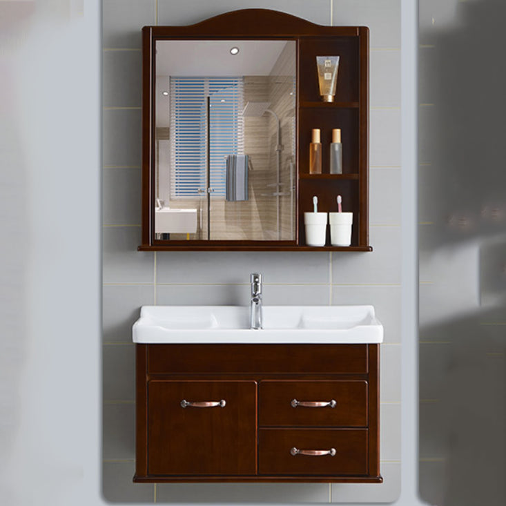 Mid Century Modern Sink Vanity Wall Mount Bathroom Vanity with Mirror Clearhalo 'Bathroom Remodel & Bathroom Fixtures' 'Bathroom Vanities' 'bathroom_vanities' 'Home Improvement' 'home_improvement' 'home_improvement_bathroom_vanities' 7433078