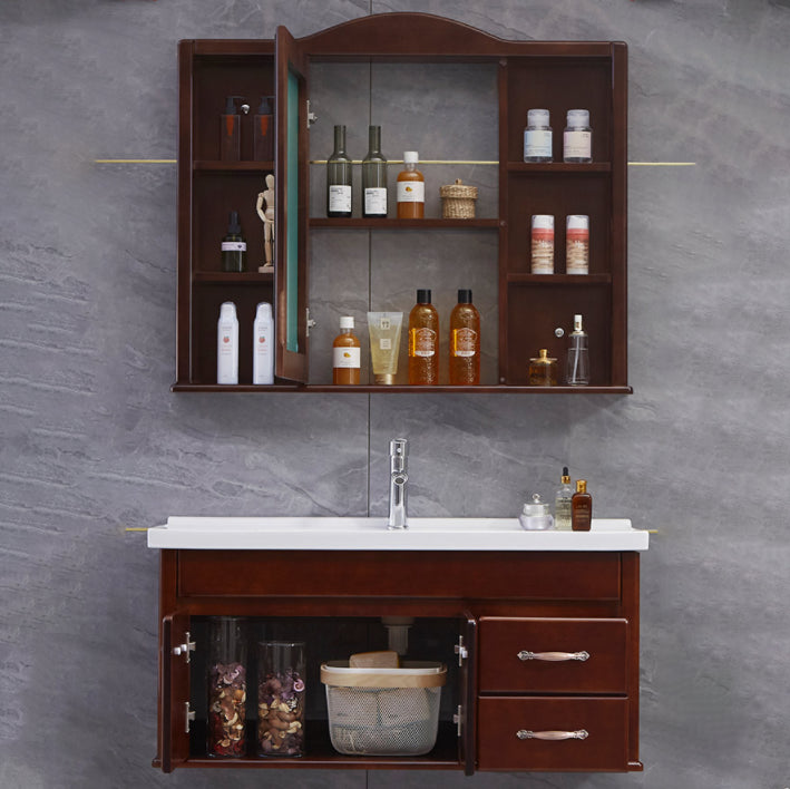 Mid Century Modern Sink Vanity Wall Mount Bathroom Vanity with Mirror Clearhalo 'Bathroom Remodel & Bathroom Fixtures' 'Bathroom Vanities' 'bathroom_vanities' 'Home Improvement' 'home_improvement' 'home_improvement_bathroom_vanities' 7433080