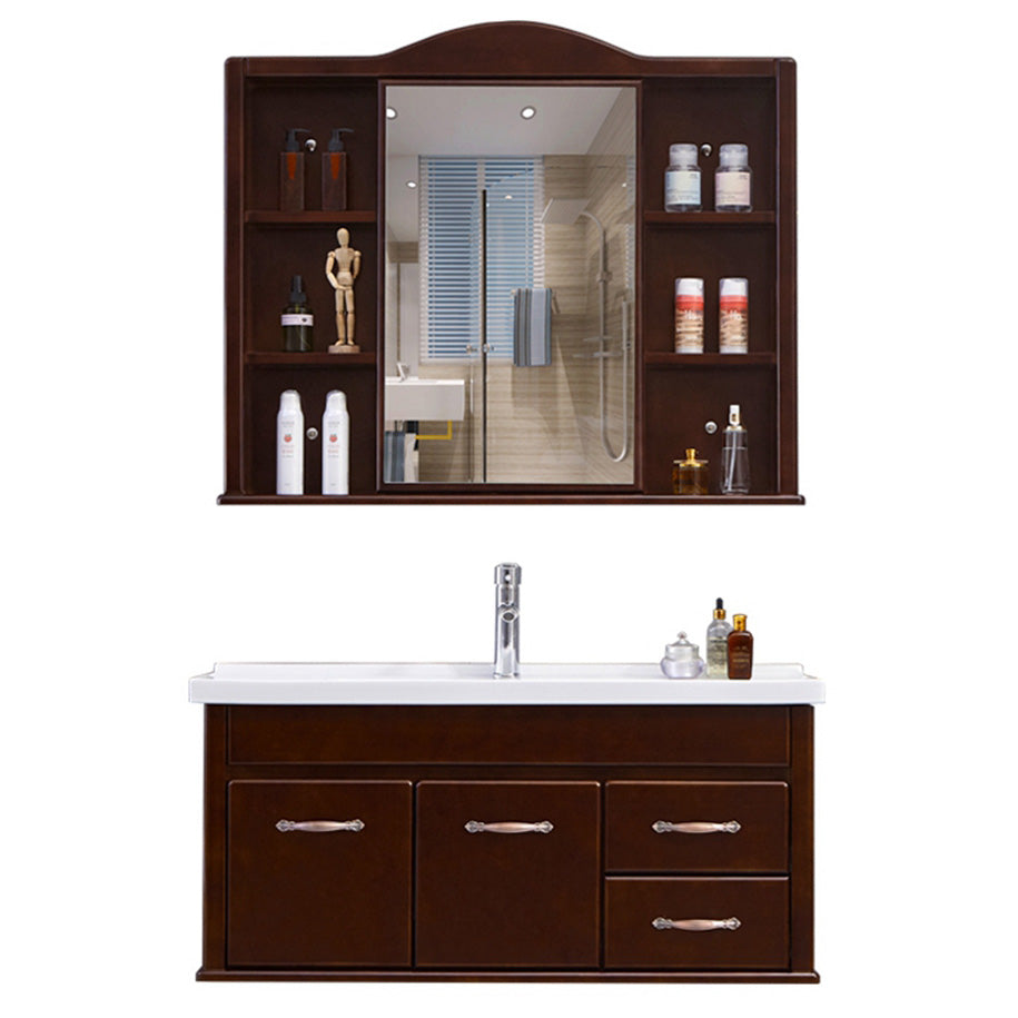 Mid Century Modern Sink Vanity Wall Mount Bathroom Vanity with Mirror Clearhalo 'Bathroom Remodel & Bathroom Fixtures' 'Bathroom Vanities' 'bathroom_vanities' 'Home Improvement' 'home_improvement' 'home_improvement_bathroom_vanities' 7433082