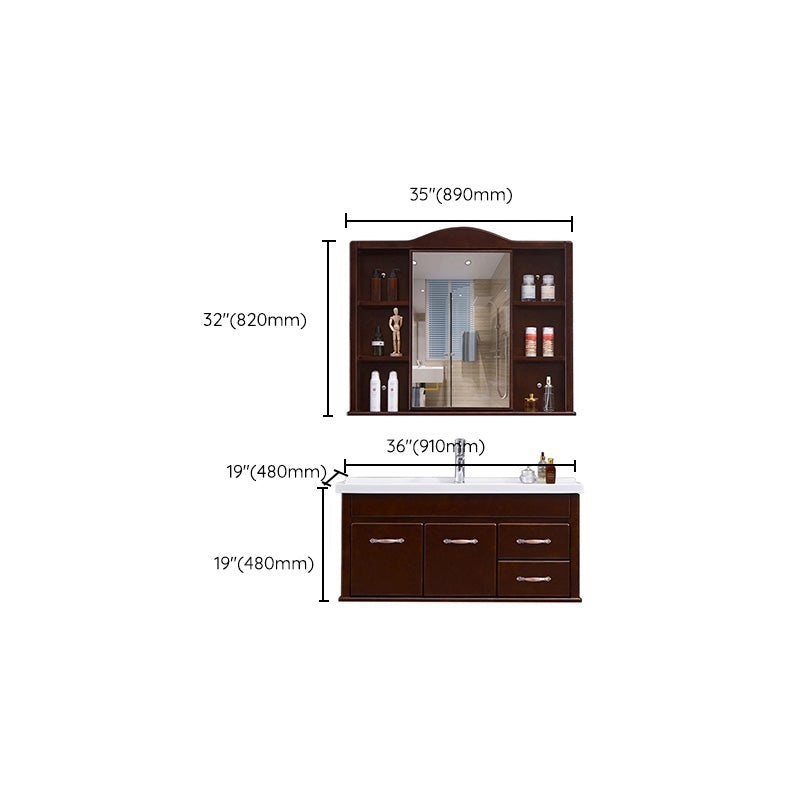 Mid Century Modern Sink Vanity Wall Mount Bathroom Vanity with Mirror Clearhalo 'Bathroom Remodel & Bathroom Fixtures' 'Bathroom Vanities' 'bathroom_vanities' 'Home Improvement' 'home_improvement' 'home_improvement_bathroom_vanities' 7433100