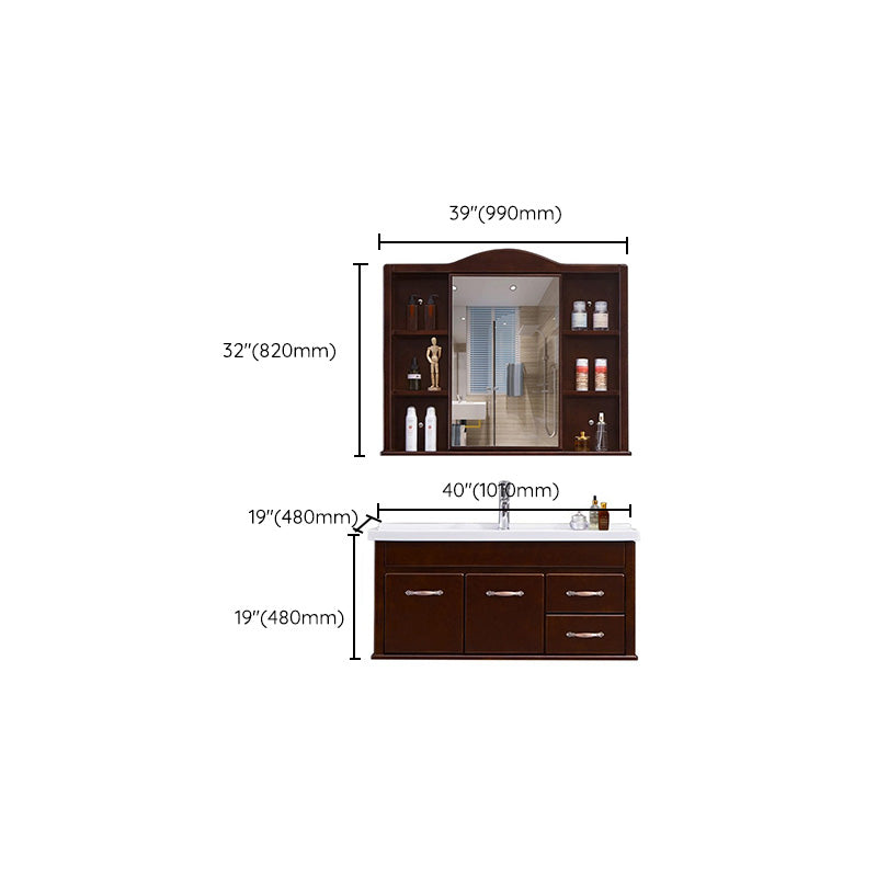 Mid Century Modern Sink Vanity Wall Mount Bathroom Vanity with Mirror Clearhalo 'Bathroom Remodel & Bathroom Fixtures' 'Bathroom Vanities' 'bathroom_vanities' 'Home Improvement' 'home_improvement' 'home_improvement_bathroom_vanities' 7433102