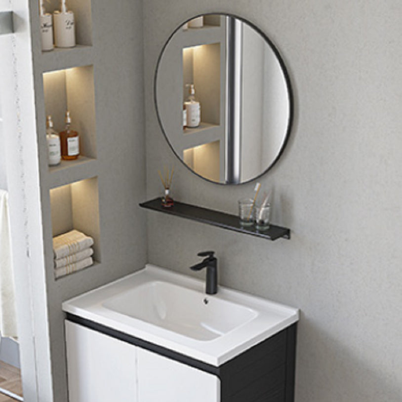 Modern Single Bathroom Vanity White Ceramic Rectangular Wall Mount Vanity Set Clearhalo 'Bathroom Remodel & Bathroom Fixtures' 'Bathroom Vanities' 'bathroom_vanities' 'Home Improvement' 'home_improvement' 'home_improvement_bathroom_vanities' 7433110