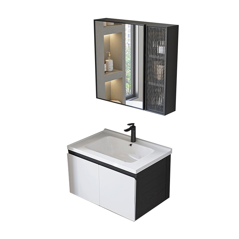 Modern Single Bathroom Vanity White Ceramic Rectangular Wall Mount Vanity Set Vanity & Faucet & Mirror Cabinet Drawer Not Included Clearhalo 'Bathroom Remodel & Bathroom Fixtures' 'Bathroom Vanities' 'bathroom_vanities' 'Home Improvement' 'home_improvement' 'home_improvement_bathroom_vanities' 7433111