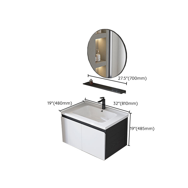 Modern Single Bathroom Vanity White Ceramic Rectangular Wall Mount Vanity Set Clearhalo 'Bathroom Remodel & Bathroom Fixtures' 'Bathroom Vanities' 'bathroom_vanities' 'Home Improvement' 'home_improvement' 'home_improvement_bathroom_vanities' 7433120