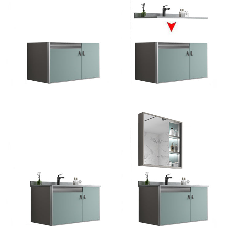 Metal Base Sink Vanity Modern Wall Mount Gray Single-Sink Rectangular Vanity Set Clearhalo 'Bathroom Remodel & Bathroom Fixtures' 'Bathroom Vanities' 'bathroom_vanities' 'Home Improvement' 'home_improvement' 'home_improvement_bathroom_vanities' 7433174
