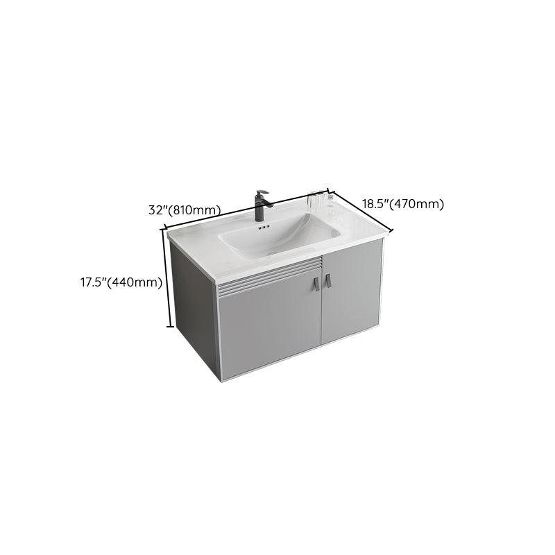 Metal Base Sink Vanity Modern Wall Mount Gray Single-Sink Rectangular Vanity Set Clearhalo 'Bathroom Remodel & Bathroom Fixtures' 'Bathroom Vanities' 'bathroom_vanities' 'Home Improvement' 'home_improvement' 'home_improvement_bathroom_vanities' 7433179