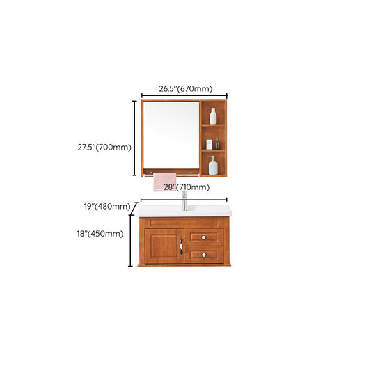 Mid Century Modern Sink Vanity Wood Wall Mount Bathroom Vanity with Mirror Clearhalo 'Bathroom Remodel & Bathroom Fixtures' 'Bathroom Vanities' 'bathroom_vanities' 'Home Improvement' 'home_improvement' 'home_improvement_bathroom_vanities' 7433214