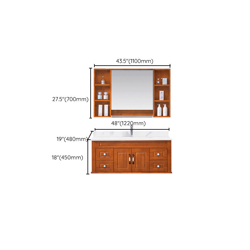 Mid Century Modern Sink Vanity Wood Wall Mount Bathroom Vanity with Mirror Clearhalo 'Bathroom Remodel & Bathroom Fixtures' 'Bathroom Vanities' 'bathroom_vanities' 'Home Improvement' 'home_improvement' 'home_improvement_bathroom_vanities' 7433224