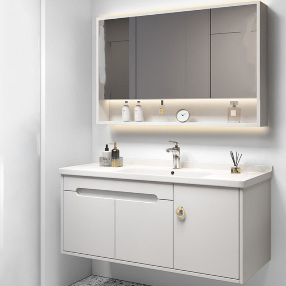 Single Glam Bathroom Vanity Ceramic Top Wall Mount Bath Vanity Clearhalo 'Bathroom Remodel & Bathroom Fixtures' 'Bathroom Vanities' 'bathroom_vanities' 'Home Improvement' 'home_improvement' 'home_improvement_bathroom_vanities' 7433230