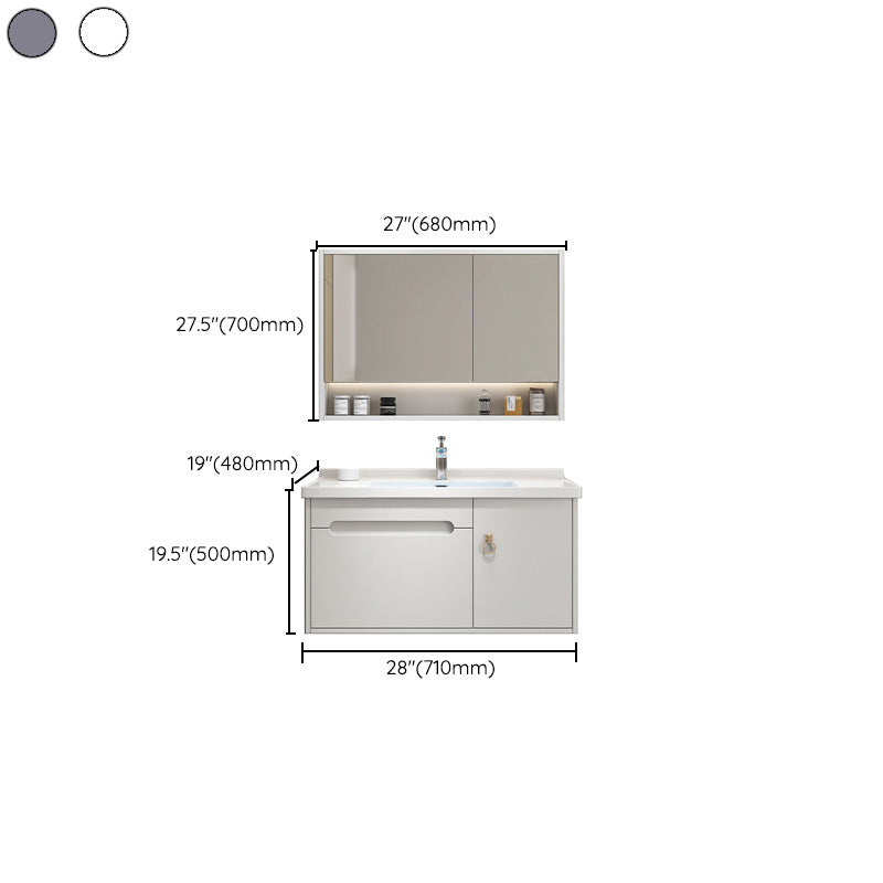 Single Glam Bathroom Vanity Ceramic Top Wall Mount Bath Vanity Clearhalo 'Bathroom Remodel & Bathroom Fixtures' 'Bathroom Vanities' 'bathroom_vanities' 'Home Improvement' 'home_improvement' 'home_improvement_bathroom_vanities' 7433247