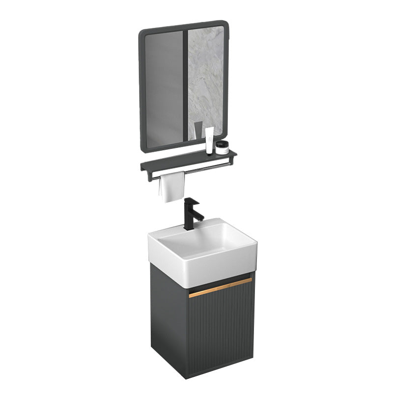 Glam Metal Sink Vanity Wall Mount Faucet Included Bathroom Vanity Vanity & Faucet & Square Mirror 13"L x 11"W x 20"H Clearhalo 'Bathroom Remodel & Bathroom Fixtures' 'Bathroom Vanities' 'bathroom_vanities' 'Home Improvement' 'home_improvement' 'home_improvement_bathroom_vanities' 7433294