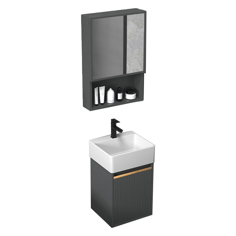 Glam Metal Sink Vanity Wall Mount Faucet Included Bathroom Vanity Vanity & Faucet & Mirror Cabinet 13"L x 11"W x 20"H Clearhalo 'Bathroom Remodel & Bathroom Fixtures' 'Bathroom Vanities' 'bathroom_vanities' 'Home Improvement' 'home_improvement' 'home_improvement_bathroom_vanities' 7433304