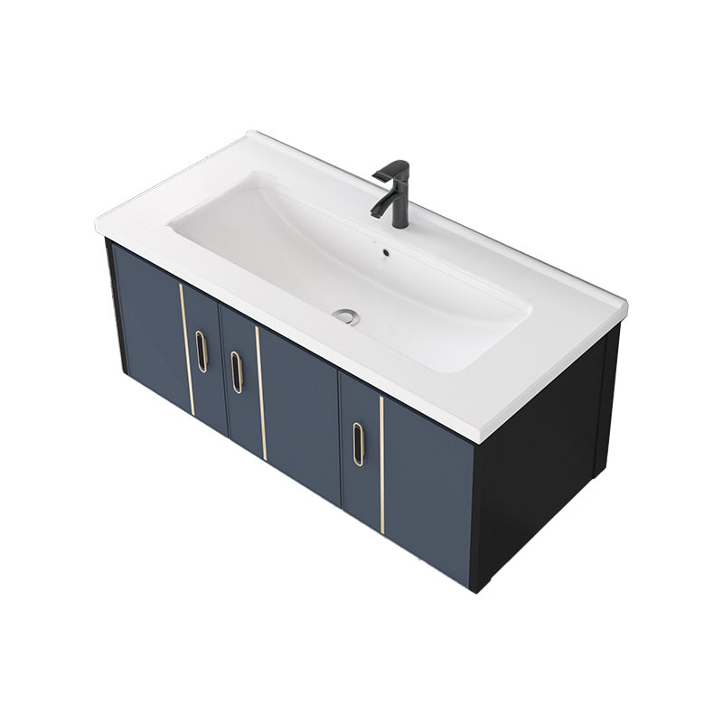 Glam Metal Sink Vanity Wall Mount Single-Sink Bathroom Vanity Vanity & Faucet 36"L x 19"W x 17"H Clearhalo 'Bathroom Remodel & Bathroom Fixtures' 'Bathroom Vanities' 'bathroom_vanities' 'Home Improvement' 'home_improvement' 'home_improvement_bathroom_vanities' 7433365