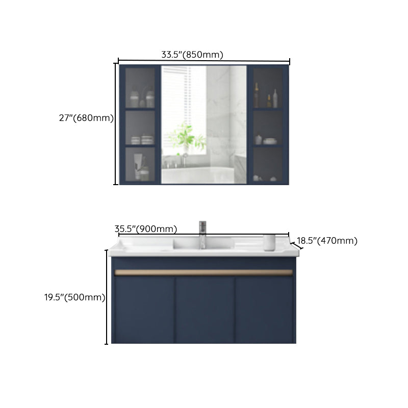 Modern Sink Vanity Wall Mount Gray Metal Base Single-Sink Oval Vanity Set Clearhalo 'Bathroom Remodel & Bathroom Fixtures' 'Bathroom Vanities' 'bathroom_vanities' 'Home Improvement' 'home_improvement' 'home_improvement_bathroom_vanities' 7433424