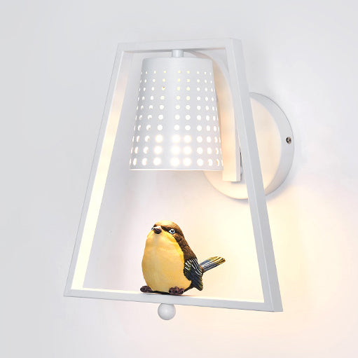 Child Bedroom Coolie Shade Sconce Light Metal 1 Light Kids Wall Light with Cute Bird White B Clearhalo 'Wall Lamps & Sconces' 'Wall Lights' Lighting' 74337