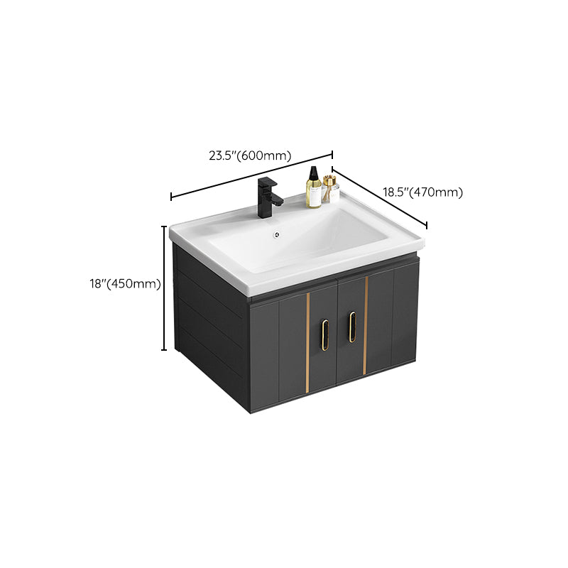 Single Sink Bath Vanity Black Wall Mount Modern Metal Base Vanity Set Clearhalo 'Bathroom Remodel & Bathroom Fixtures' 'Bathroom Vanities' 'bathroom_vanities' 'Home Improvement' 'home_improvement' 'home_improvement_bathroom_vanities' 7435356
