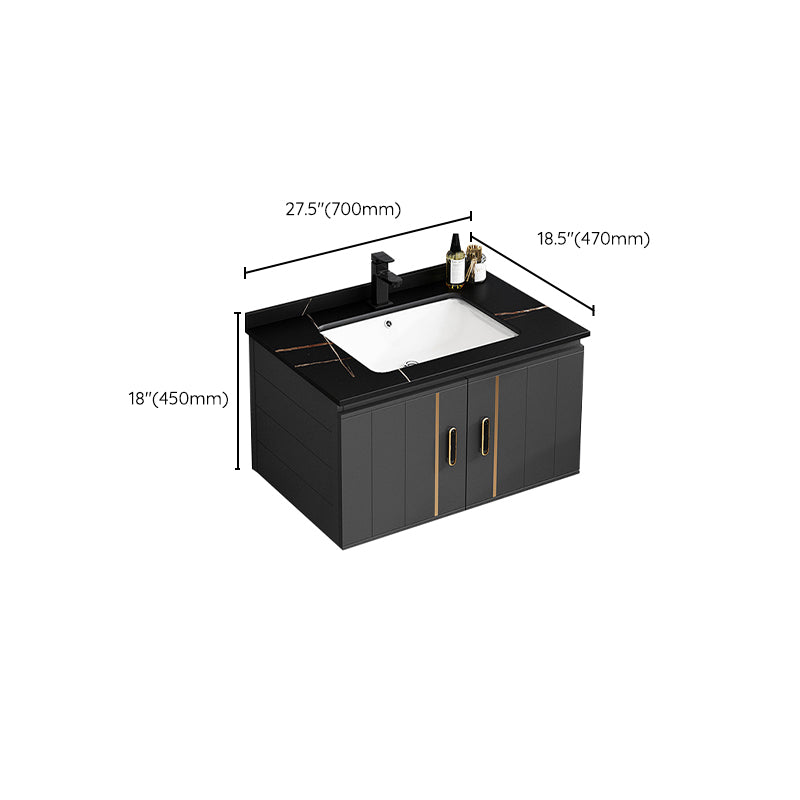 Single Sink Bath Vanity Black Wall Mount Modern Metal Base Vanity Set Clearhalo 'Bathroom Remodel & Bathroom Fixtures' 'Bathroom Vanities' 'bathroom_vanities' 'Home Improvement' 'home_improvement' 'home_improvement_bathroom_vanities' 7435359